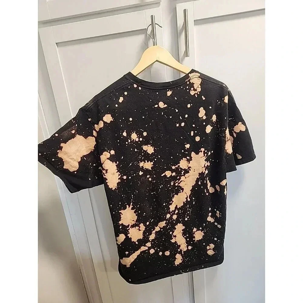 Champion Men's Melting Script Graphic Logo Tee Shirt Custom Bleach Dye Sz L - Picture 4 of 7